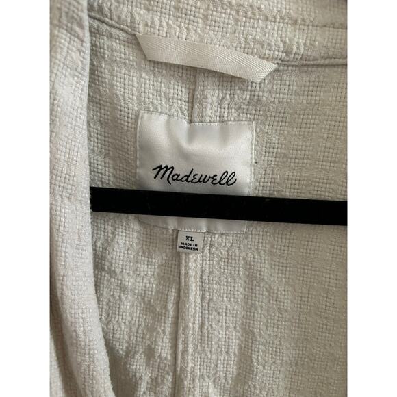 Madewell Cardigan Women's XL Linen Blend Cropped Robe Jacket Tan Relaxed Fit - Picture 3 of 9